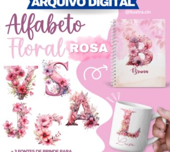 ARQUIVOS DIGITAIS – Alfabeto Floral ROSA