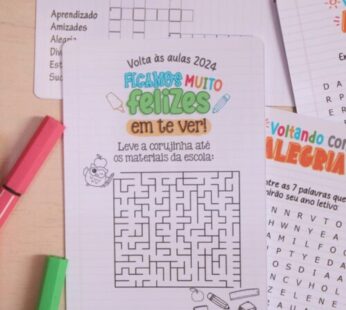 Cards brincadeira e lápis – Volta às Aulas 2024