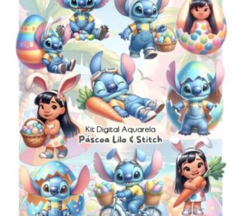 Kit Digital PÁSCOA DO STITCH AQUARELA