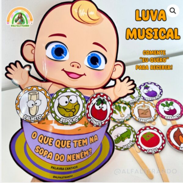 Luva musical ´´ O que que tem na sopa do neném?“