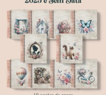 Planner Vintage Tons de Rosa 2025 e sem data