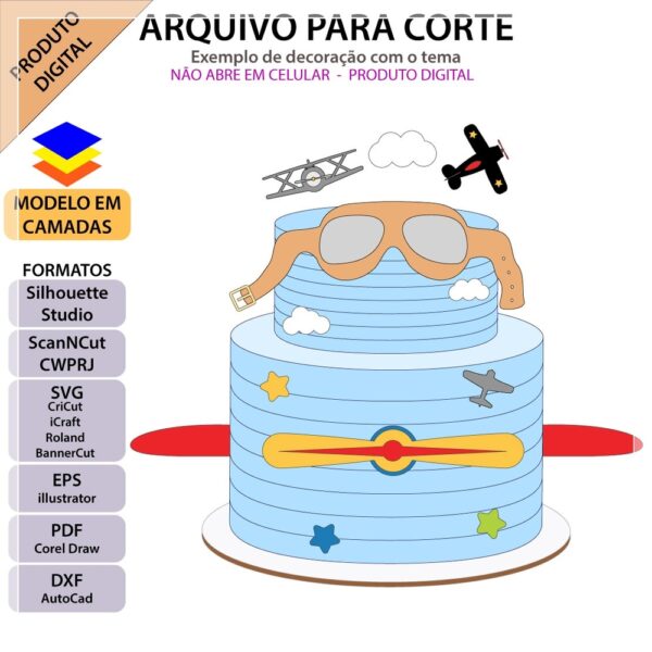 Topo de bolo 08 - Aviador a