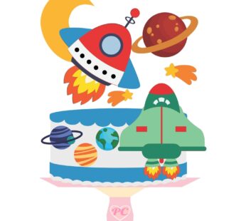 Topo de bolo 26 – Astronautas a
