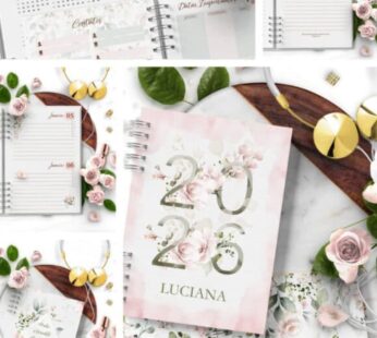 Combo 8 Agendas Floral Rosa 2026 e Permanente – Arquivo Digital