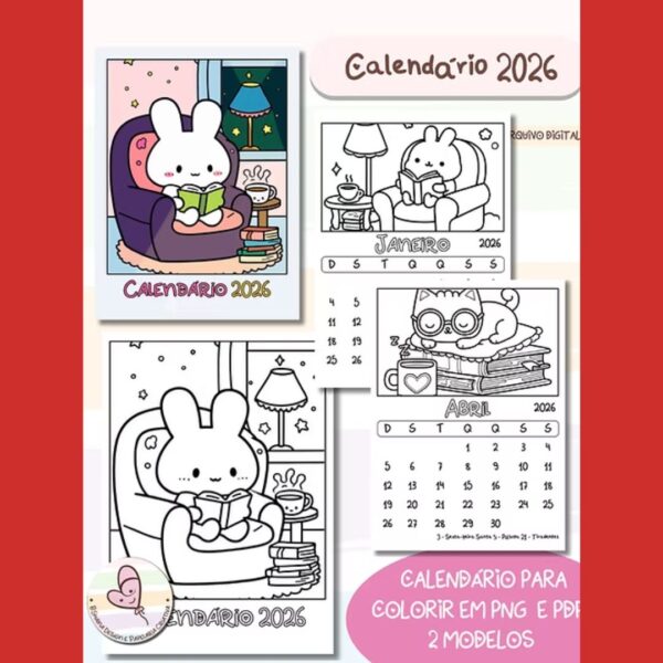 Calendário para Colorir 2026