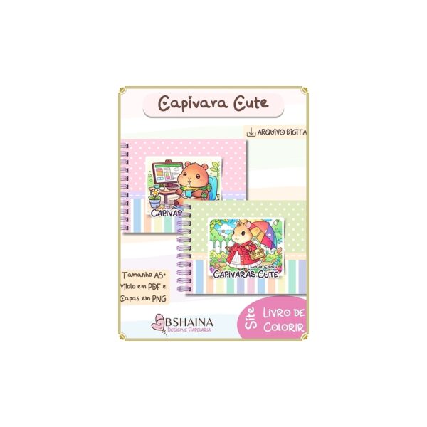 Livro de Colorir - 28) Livro de Colorir Capivaras Cute